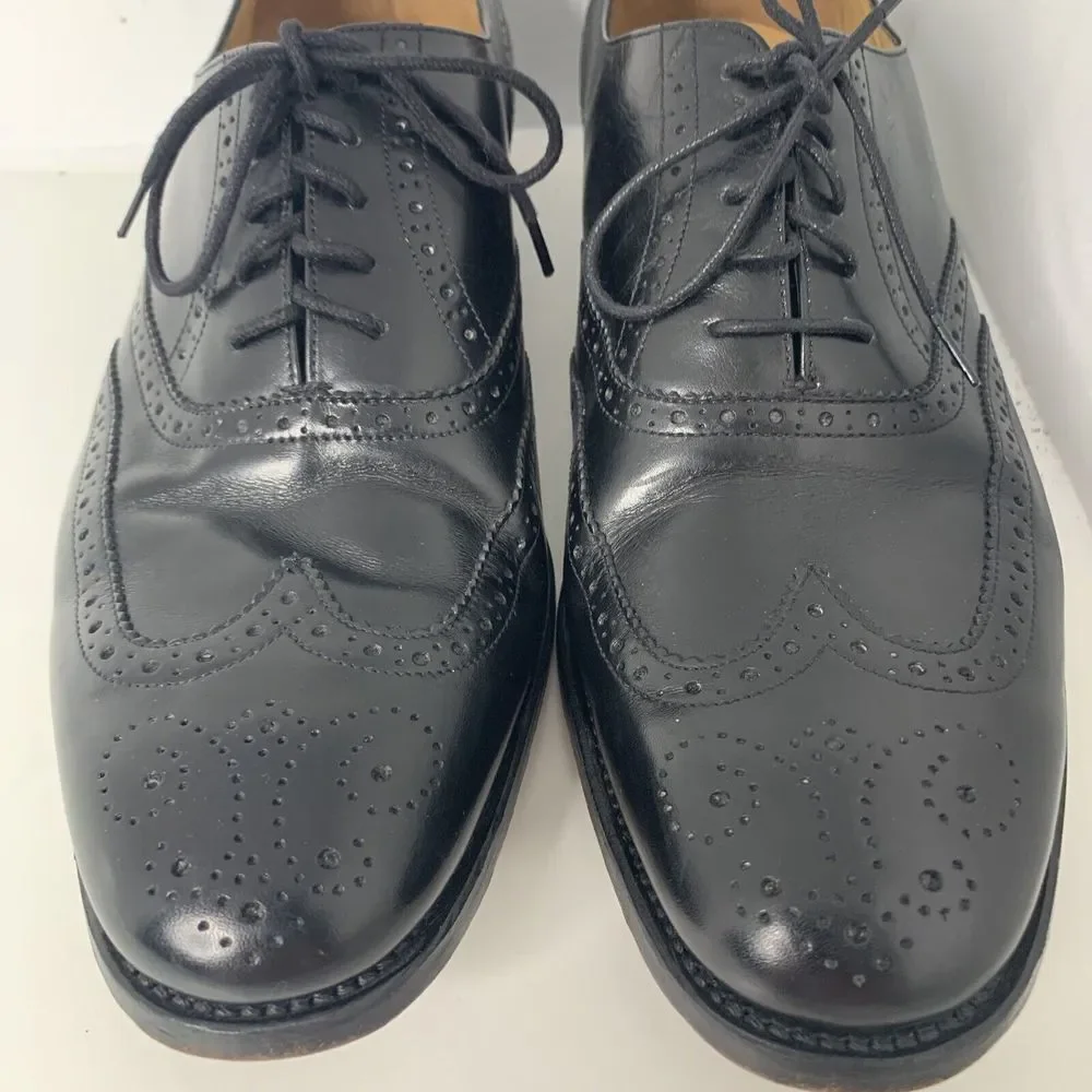 Savile‎ Row Selected Shoes Mens 12 Dress Wingtip Oxford Black Leather EUC